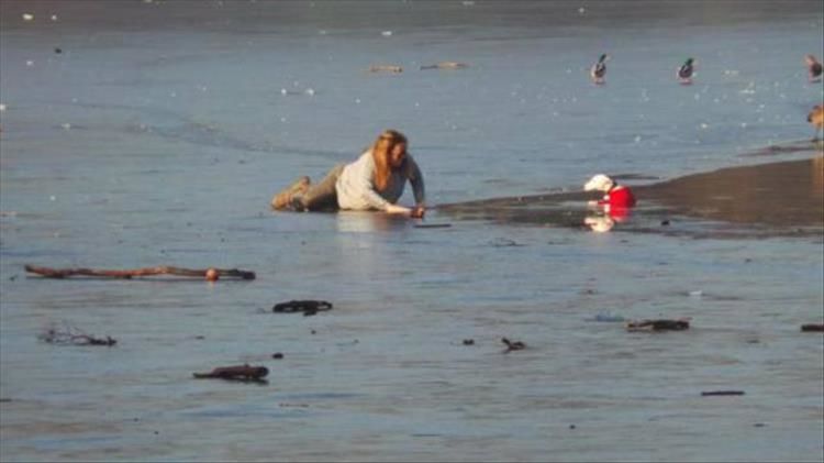 Heroic Woman Saves Dog Who Fell Through The Ice