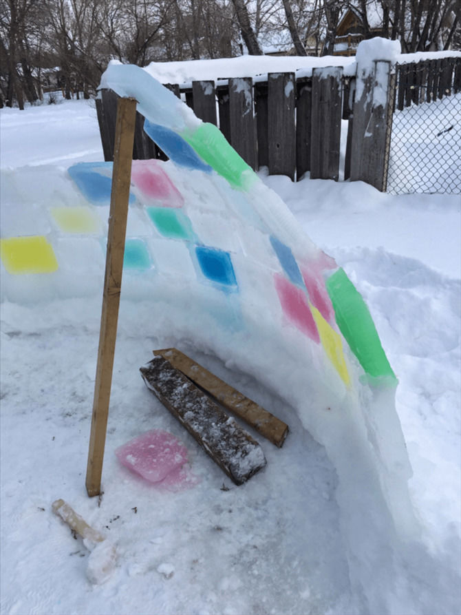 Guy Builds One Of the Most Colorful Igloos You’ll Ever See