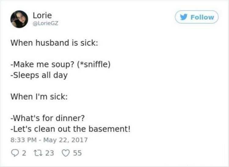 Funny Twitter Quotes About When A Man Gets Sick 17 Pics